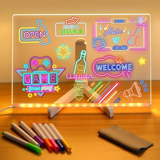 LED Glow Drawing Board with Neon Markers | لوحة رسم LED مضيئة