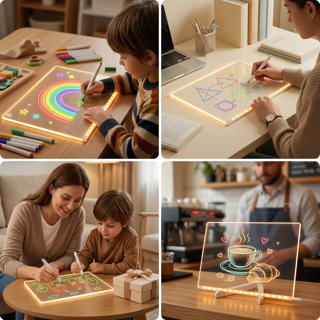 For All Ages LED drawing board lifestyle collage