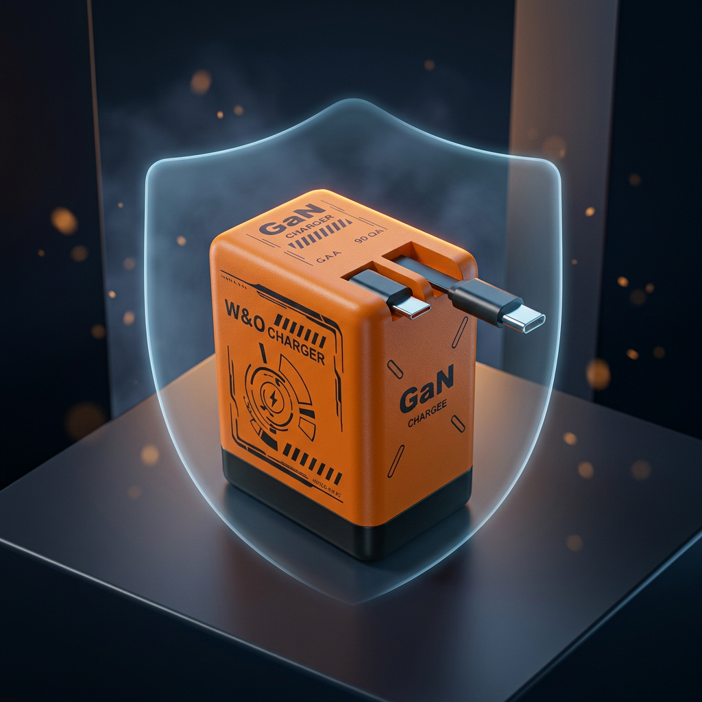 Orange GaN charger with cinematic protection shield
